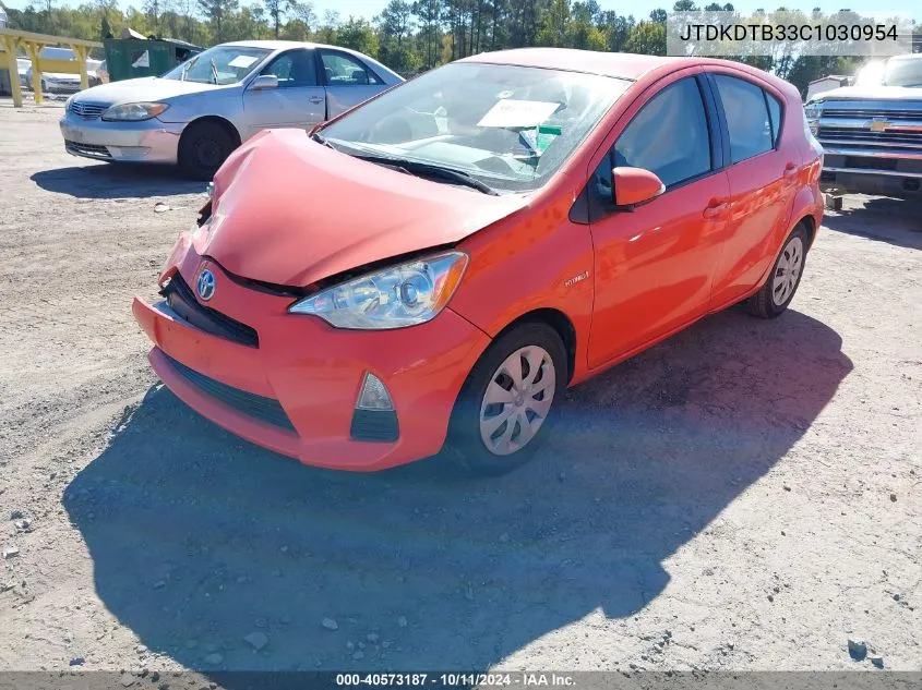 2012 Toyota Prius C Three VIN: JTDKDTB33C1030954 Lot: 40573187