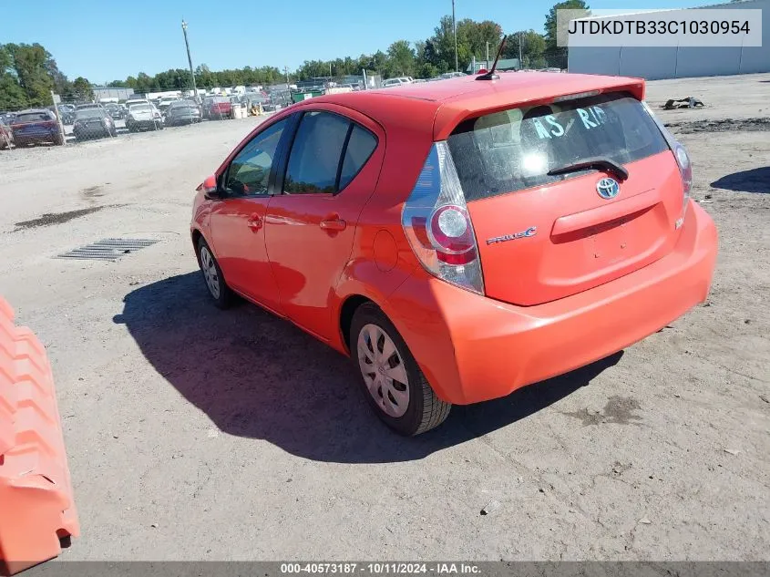 2012 Toyota Prius C Three VIN: JTDKDTB33C1030954 Lot: 40573187