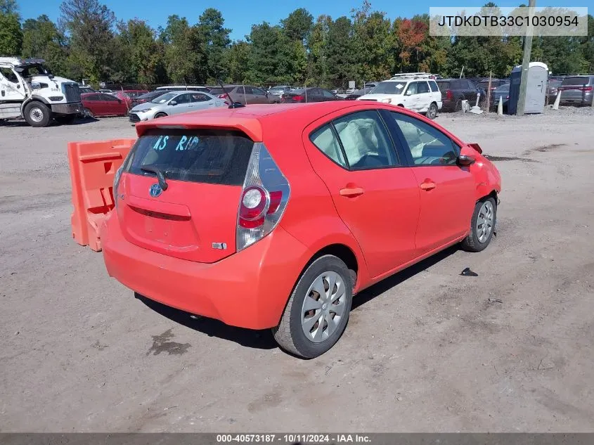 2012 Toyota Prius C Three VIN: JTDKDTB33C1030954 Lot: 40573187