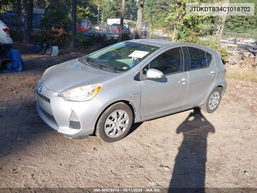 2012 Toyota Prius C VIN: JTDKDTB34C1018702 Lot: 40579074