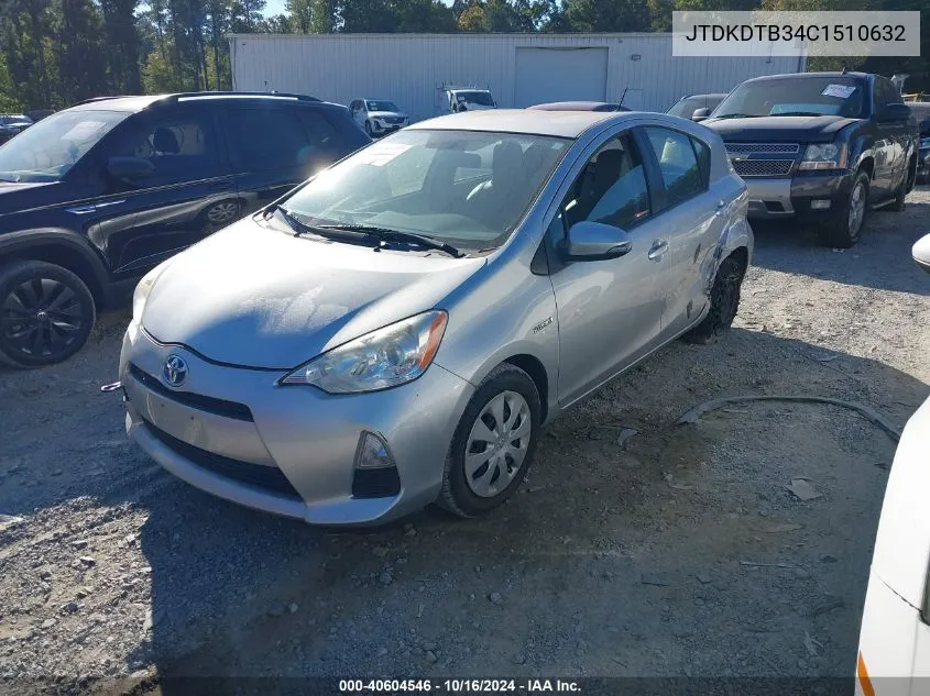 2012 Toyota Prius C One VIN: JTDKDTB34C1510632 Lot: 40604546