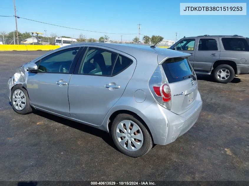 2012 Toyota Prius C One VIN: JTDKDTB38C1519253 Lot: 40613529