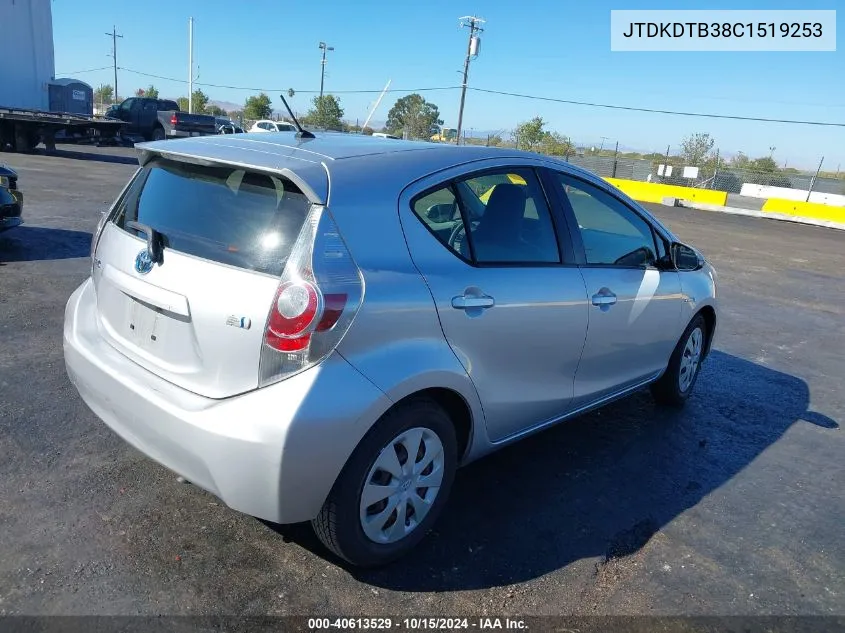 2012 Toyota Prius C One VIN: JTDKDTB38C1519253 Lot: 40613529