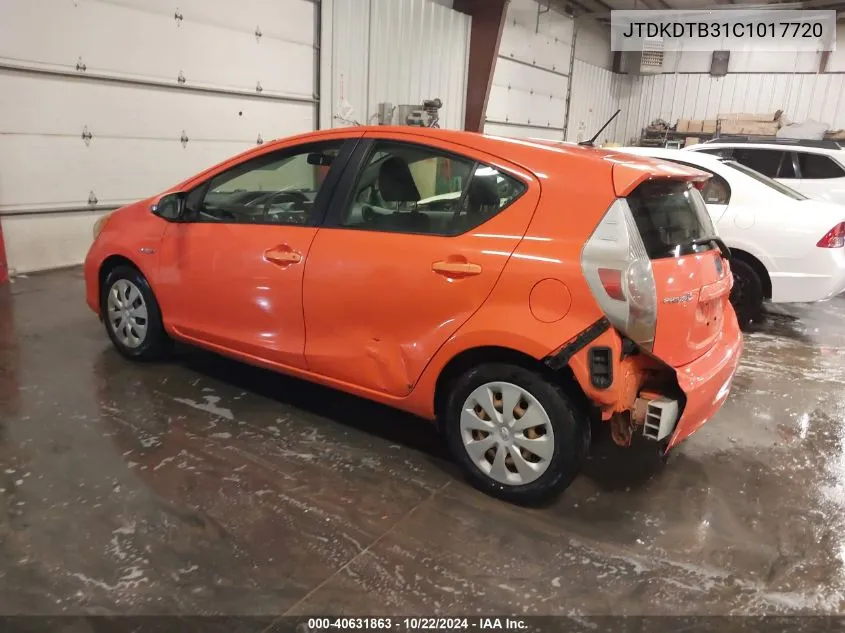 2012 Toyota Prius C Two VIN: JTDKDTB31C1017720 Lot: 40631863