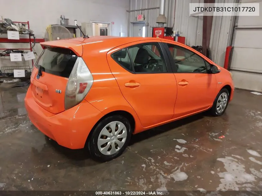 2012 Toyota Prius C Two VIN: JTDKDTB31C1017720 Lot: 40631863