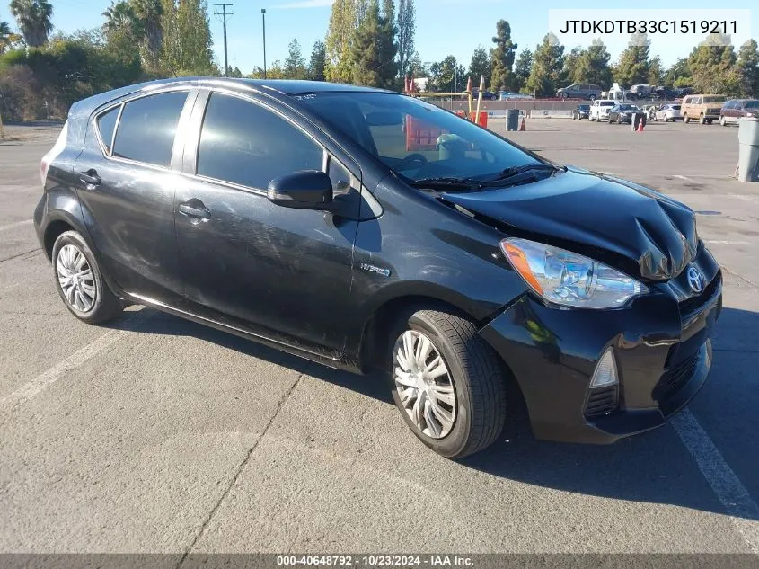 2012 Toyota Prius C Two VIN: JTDKDTB33C1519211 Lot: 40648792