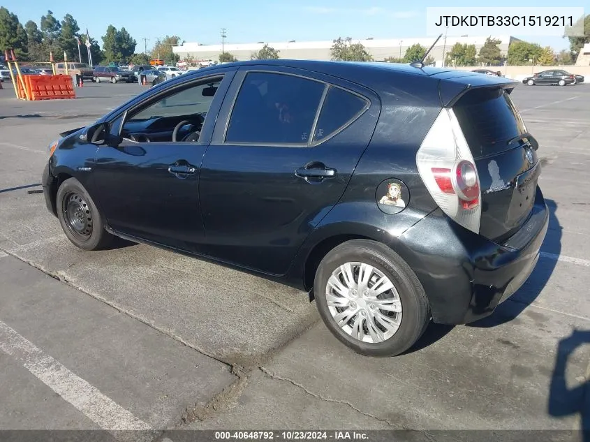 JTDKDTB33C1519211 2012 Toyota Prius C Two