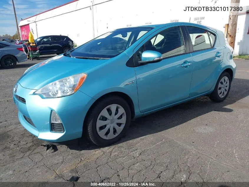 2012 Toyota Prius C Three VIN: JTDKDTB33C1017380 Lot: 40652022