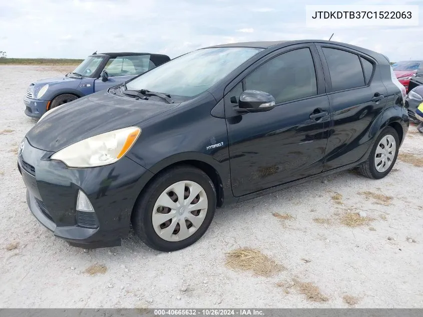 2012 Toyota Prius C One VIN: JTDKDTB37C1522063 Lot: 40665632