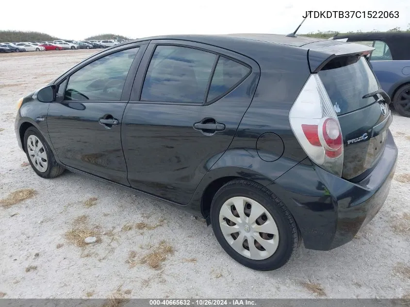 2012 Toyota Prius C One VIN: JTDKDTB37C1522063 Lot: 40665632