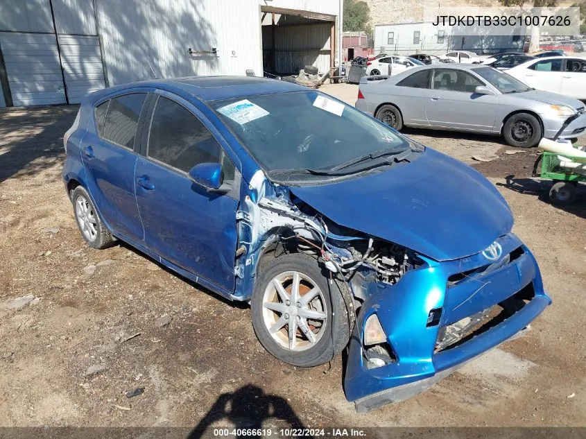 2012 Toyota Prius C Four VIN: JTDKDTB33C1007626 Lot: 40666619