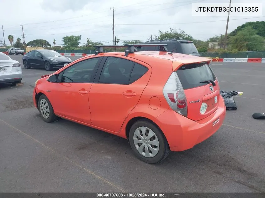 2012 Toyota Prius C Four/One/Three/Two VIN: JTDKDTB36C1013355 Lot: 40707608