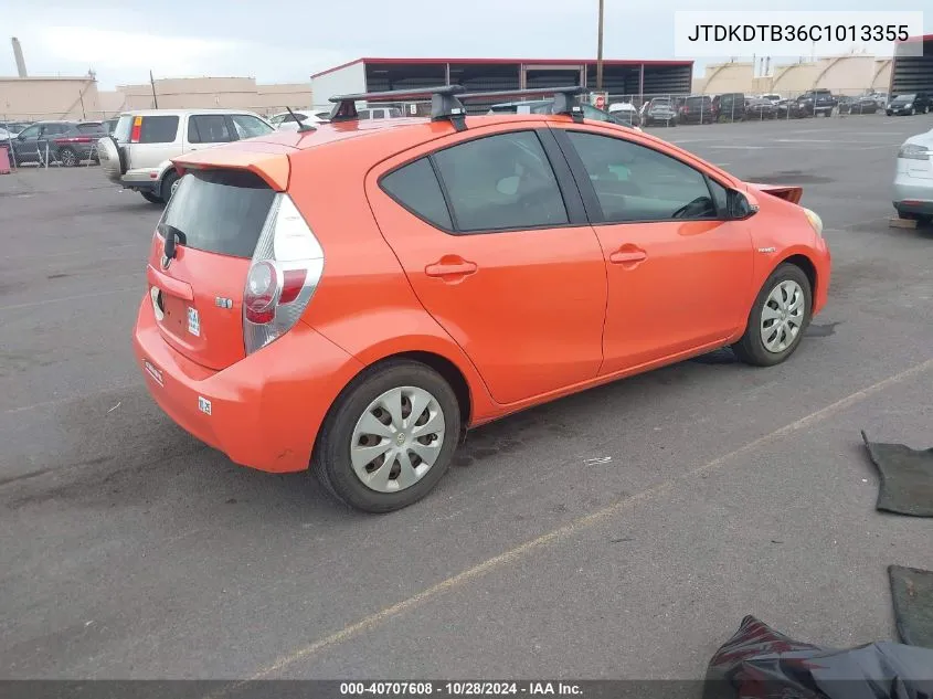 2012 Toyota Prius C Four/One/Three/Two VIN: JTDKDTB36C1013355 Lot: 40707608