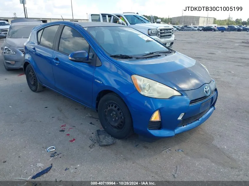 2012 Toyota Prius C VIN: JTDKDTB30C1005199 Lot: 40719964