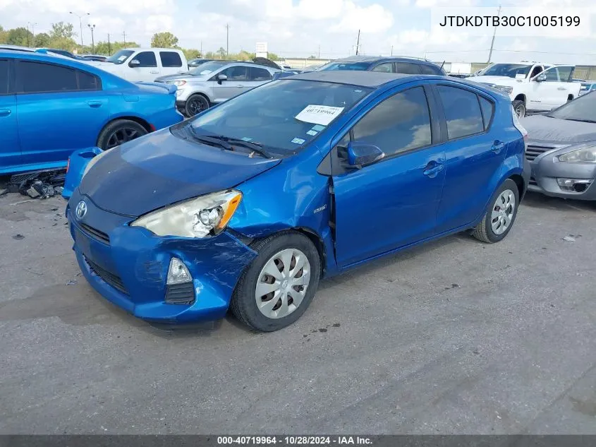 2012 Toyota Prius C VIN: JTDKDTB30C1005199 Lot: 40719964