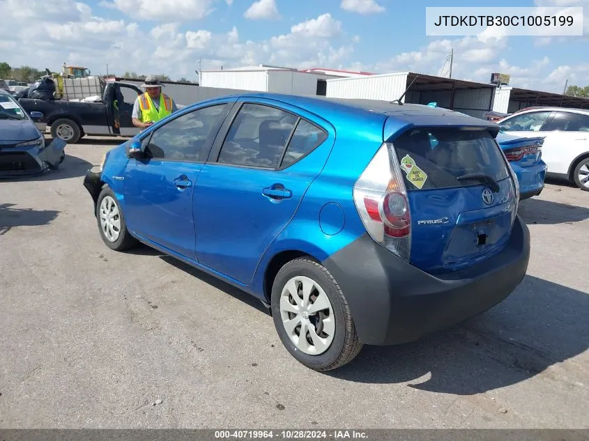 2012 Toyota Prius C VIN: JTDKDTB30C1005199 Lot: 40719964