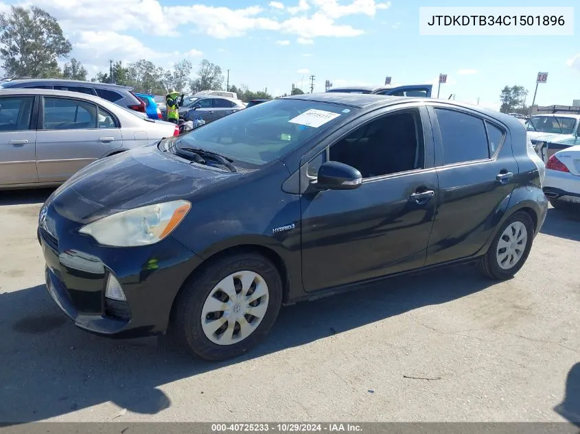 2012 Toyota Prius C Three VIN: JTDKDTB34C1501896 Lot: 40725233