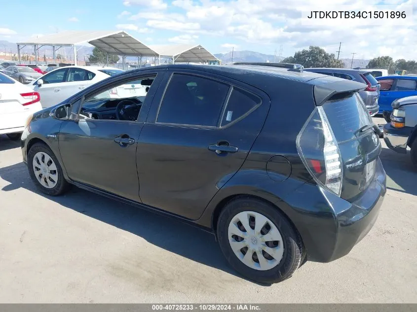 2012 Toyota Prius C Three VIN: JTDKDTB34C1501896 Lot: 40725233