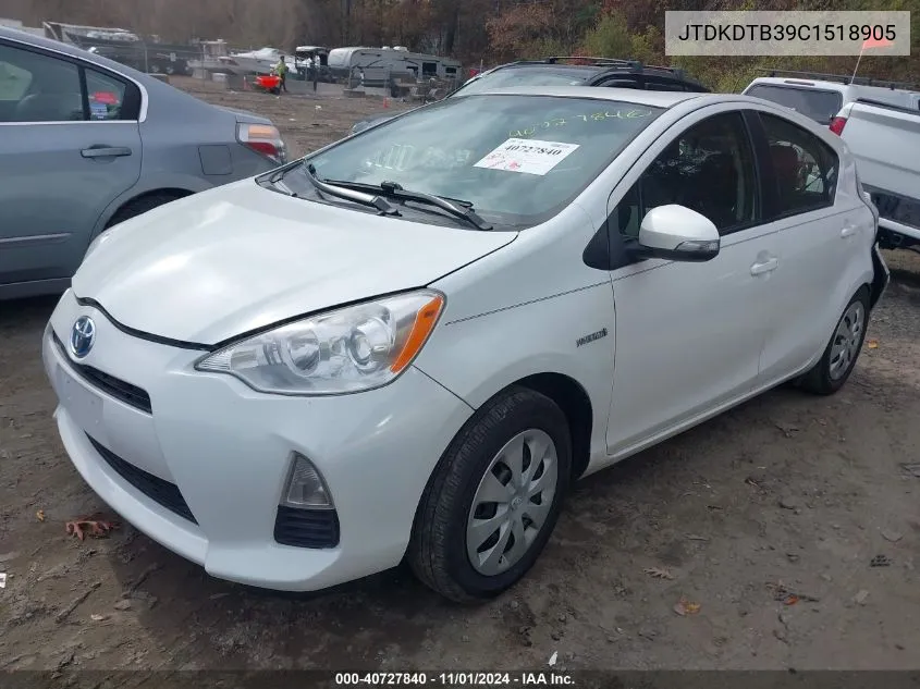 2012 Toyota Prius C Three VIN: JTDKDTB39C1518905 Lot: 40727840