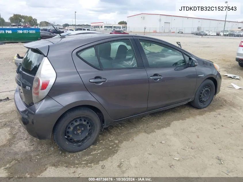 2012 Toyota Prius C One VIN: JTDKDTB32C1527543 Lot: 40736876