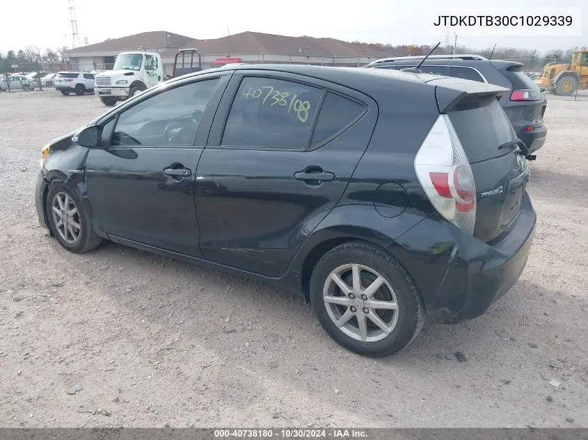 2012 Toyota Prius C Three VIN: JTDKDTB30C1029339 Lot: 40738180