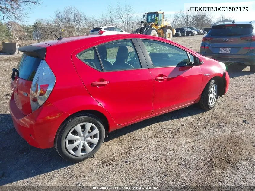 2012 Toyota Prius C One VIN: JTDKDTB3XC1502129 Lot: 40809333