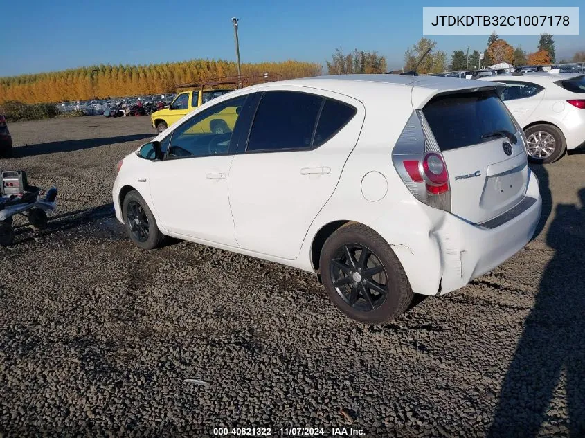 2012 Toyota Prius C Three VIN: JTDKDTB32C1007178 Lot: 40821322