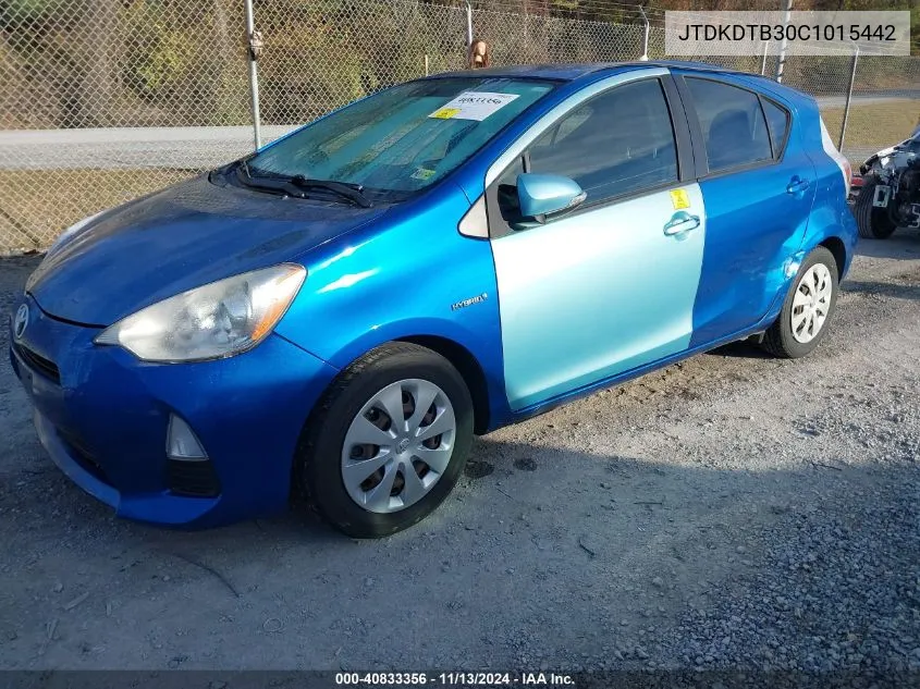 2012 Toyota Prius C Two VIN: JTDKDTB30C1015442 Lot: 40833356