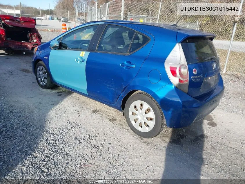 2012 Toyota Prius C Two VIN: JTDKDTB30C1015442 Lot: 40833356