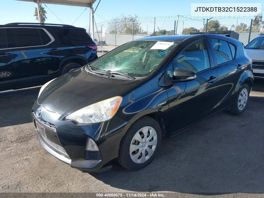 2012 Toyota Prius C Two VIN: JTDKDTB32C1522388 Lot: 40869575