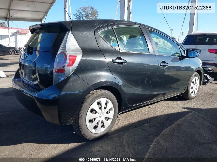 2012 Toyota Prius C Two VIN: JTDKDTB32C1522388 Lot: 40869575