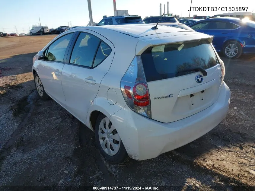 2012 Toyota Prius C One VIN: JTDKDTB34C1505897 Lot: 40914737