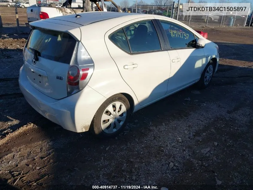 2012 Toyota Prius C One VIN: JTDKDTB34C1505897 Lot: 40914737