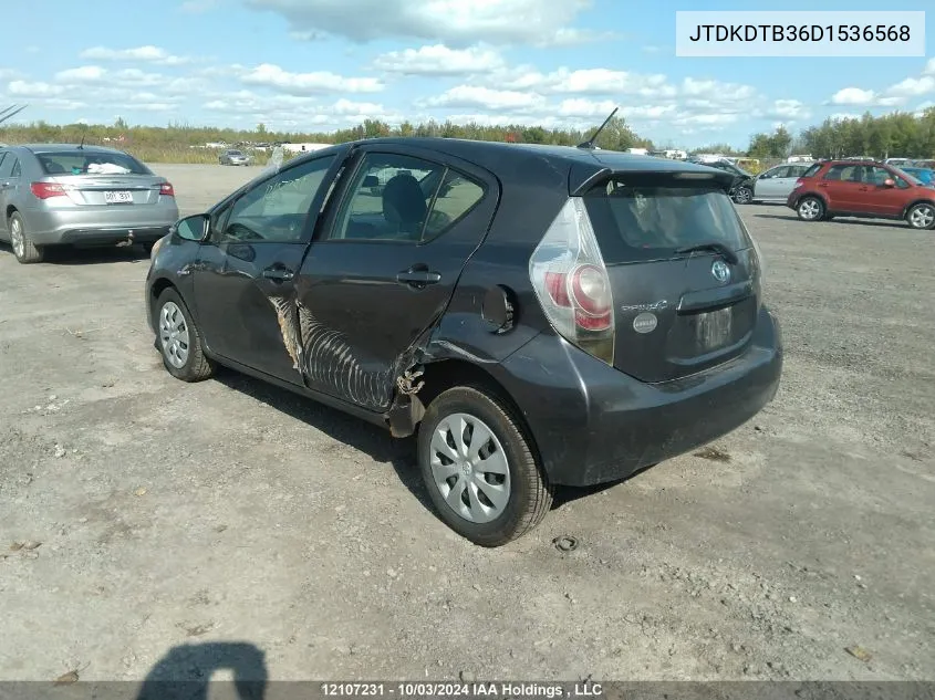 2013 Toyota Prius C VIN: JTDKDTB36D1536568 Lot: 12107231