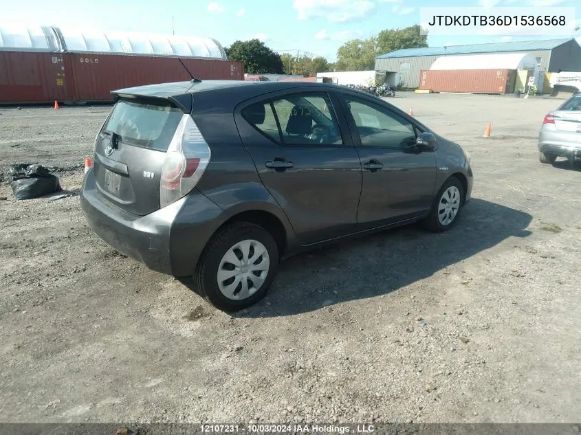 2013 Toyota Prius C VIN: JTDKDTB36D1536568 Lot: 12107231