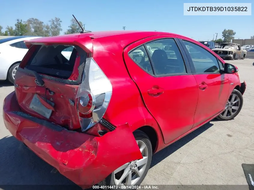 2013 Toyota Prius C Four VIN: JTDKDTB39D1035822 Lot: 40114473