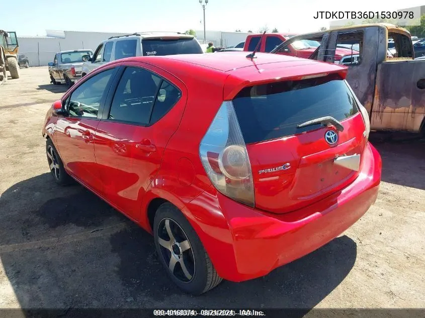 2013 Toyota Prius C Two VIN: JTDKDTB36D1530978 Lot: 40168374