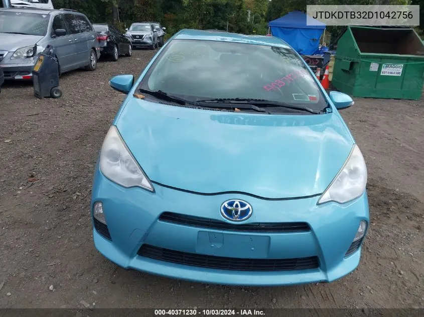 2013 Toyota Prius C Two VIN: JTDKDTB32D1042756 Lot: 40371230