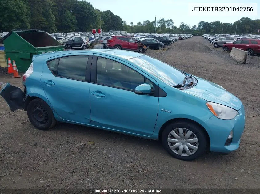 2013 Toyota Prius C Two VIN: JTDKDTB32D1042756 Lot: 40371230