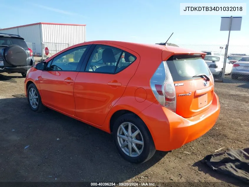 2013 Toyota Prius C Three VIN: JTDKDTB34D1032018 Lot: 40396254