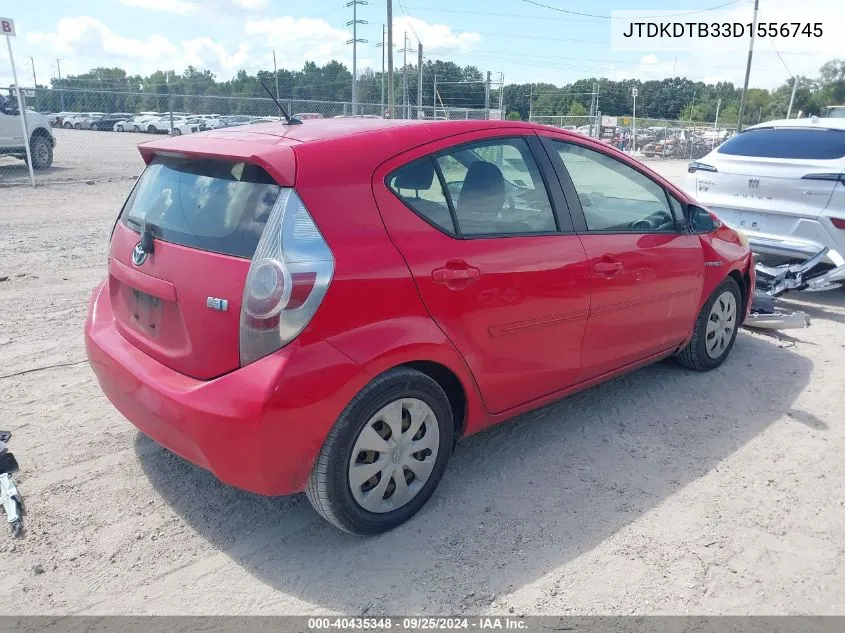 2013 Toyota Prius C Two VIN: JTDKDTB33D1556745 Lot: 40435348