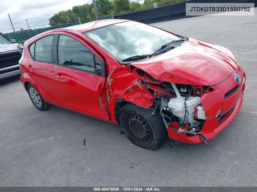 JTDKDTB33D1550752 2013 Toyota Prius C Two