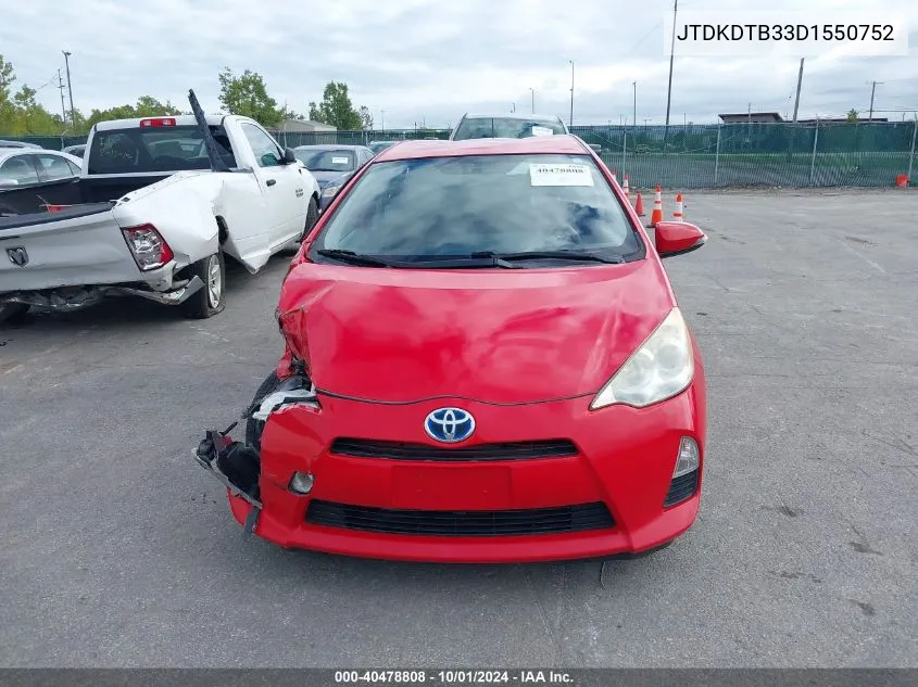 2013 Toyota Prius C Two VIN: JTDKDTB33D1550752 Lot: 40478808