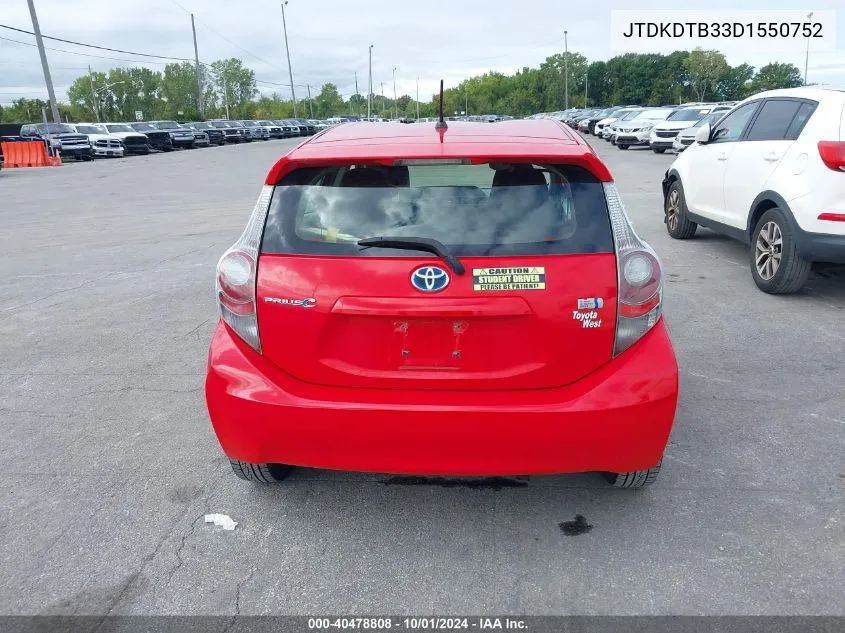 2013 Toyota Prius C Two VIN: JTDKDTB33D1550752 Lot: 40478808