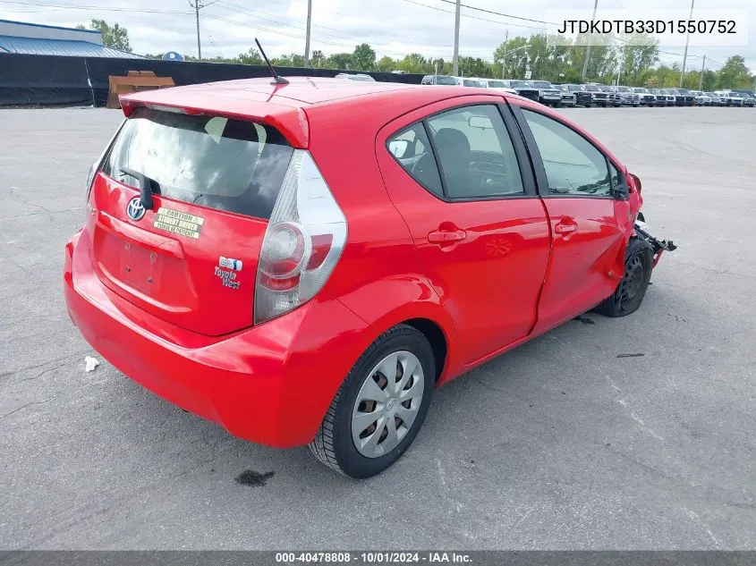 2013 Toyota Prius C Two VIN: JTDKDTB33D1550752 Lot: 40478808