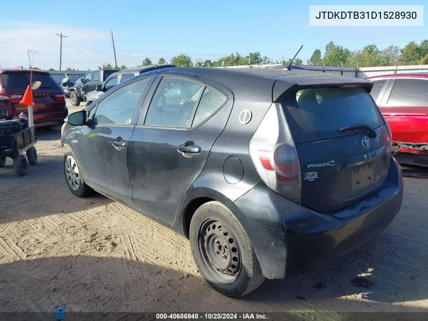 2013 Toyota Prius C Two VIN: JTDKDTB31D1528930 Lot: 40686948