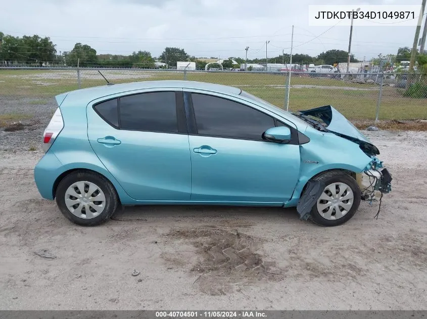 2013 Toyota Prius C Two VIN: JTDKDTB34D1049871 Lot: 40704501