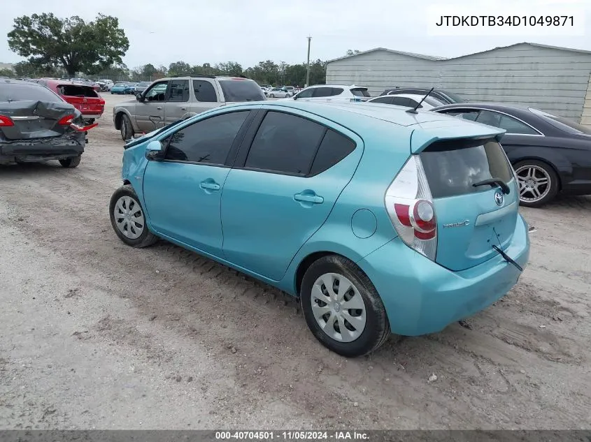 2013 Toyota Prius C Two VIN: JTDKDTB34D1049871 Lot: 40704501