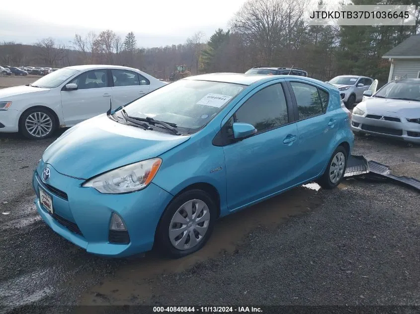 2013 Toyota Prius C Two VIN: JTDKDTB37D1036645 Lot: 40840844