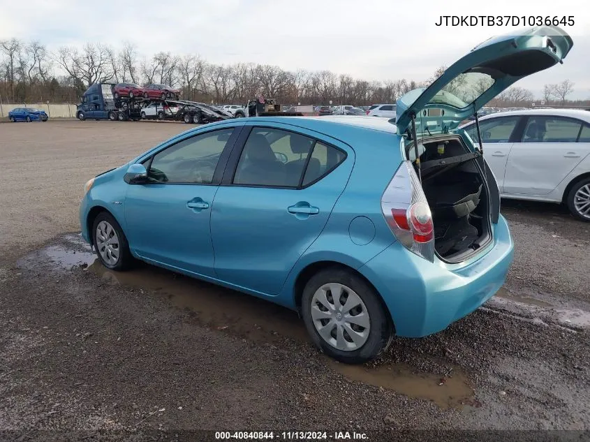 2013 Toyota Prius C Two VIN: JTDKDTB37D1036645 Lot: 40840844